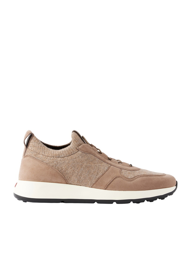 Photo: Tod's - Suede-Trimmed Wool-Knit Sneakers - Neutrals