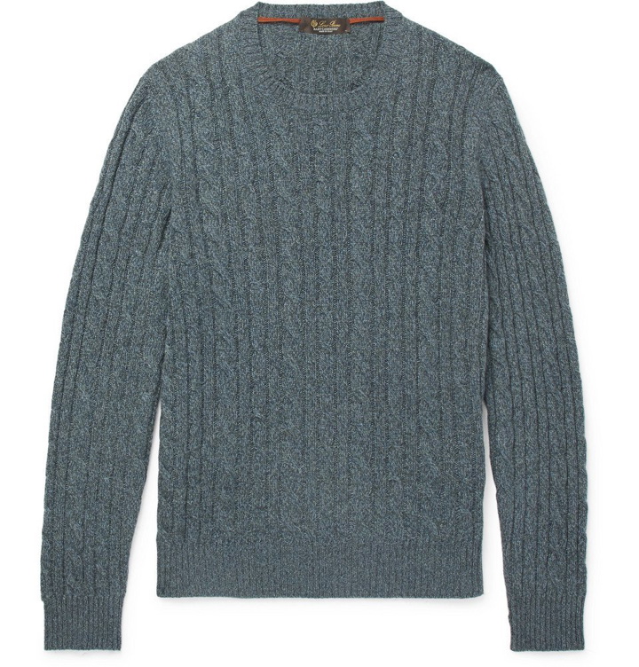 Photo: Loro Piana - Slim-Fit Cable-Knit Mélange Baby Cashmere Sweater - Men - Blue