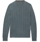 Loro Piana - Slim-Fit Cable-Knit Mélange Baby Cashmere Sweater - Men - Blue