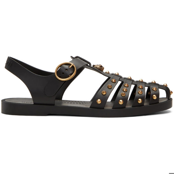 Photo: Gucci Black Studded Rubber Sandals