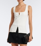 Courrèges Ribbed-knit cotton zip-up tank top