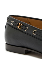 Valentino Garavani Palm Avenue Grained Leather Loafers Black