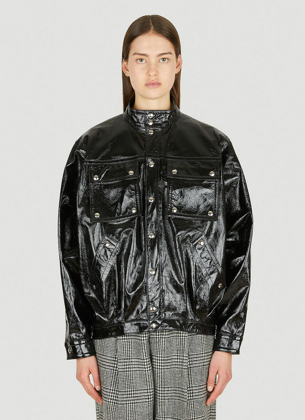 Gucci Leather Jacket With Gucci Mushrooms - Farfetch