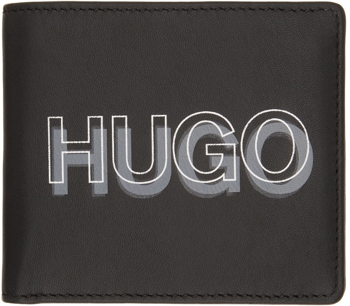 Photo: Hugo Black Logo Bifold Wallet & Card Holder Set