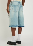 Nahmias Beaded Distressed Denim Shorts Blue