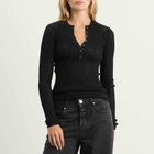 SKIMS Women's Sheer Knit Long Sleeve Henley Top in Onyx