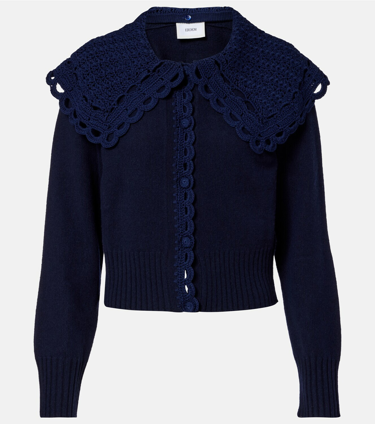 Erdem Crochet-trimmed wool-blend cardigan