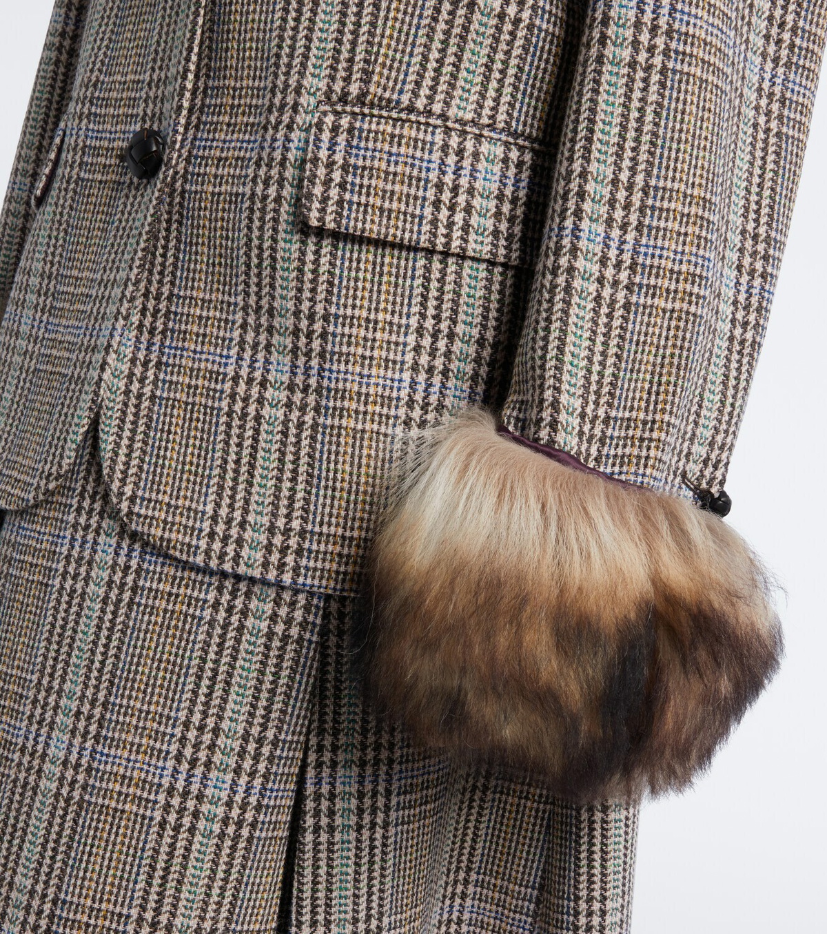 Acne Studios Checked shearling-trimmed wool blazer
