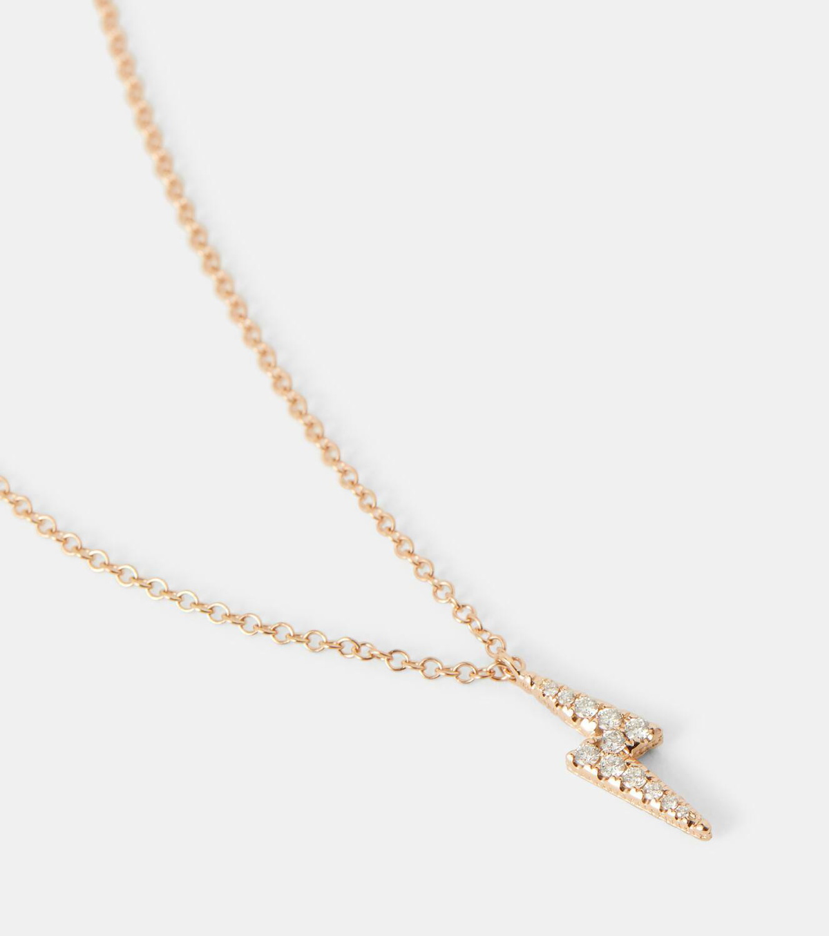 Maria Tash Lightning Bolt 18kt rose gold reversible necklace with white and black diamonds