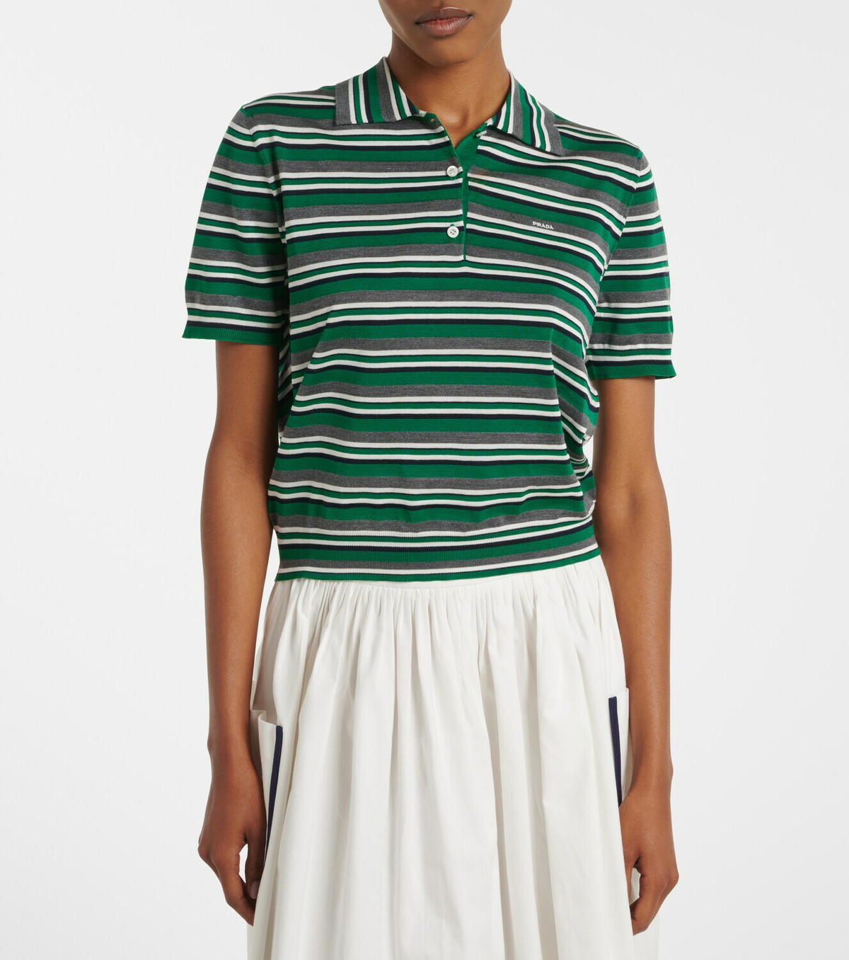 Prada Striped cotton and silk polo shirt