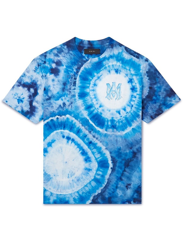 Photo: AMIRI - MA Logo-Print Tie-Dyed Cotton-Jersey T-Shirt - Blue