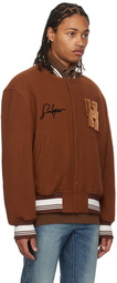 Solid Homme Brown Patch Bomber Jacket