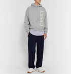 Gucci - Logo-Print Mélange Loopback Cotton-Jersey Hoodie - Gray