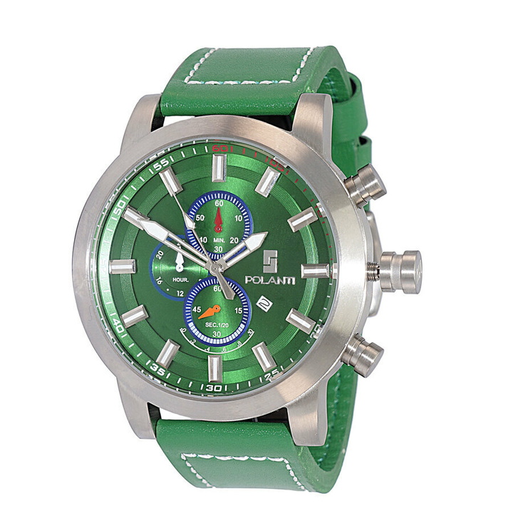 Photo: Polanti Rogue Chronograph Tachymeter Green Dial Mens Watch RG0001G-SS