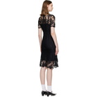 SHUSHU/TONG Black Beaded Lace Short-Sleeve Midi Dress