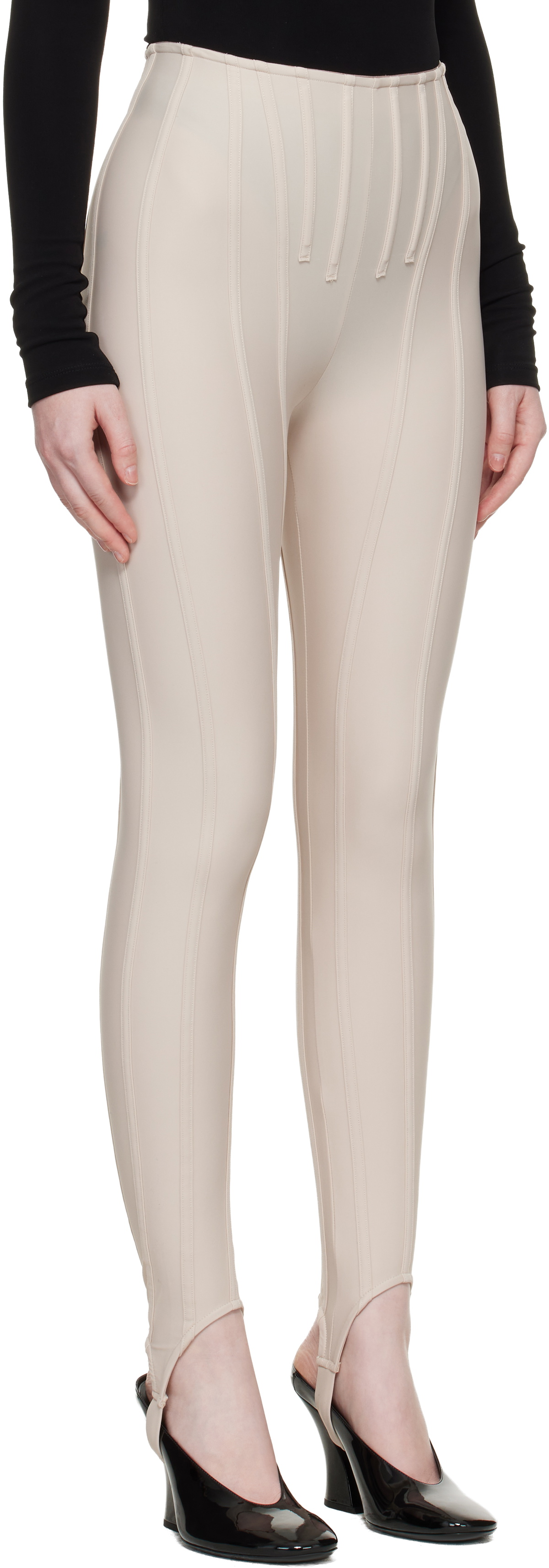 Mugler Beige Corseted Leggings