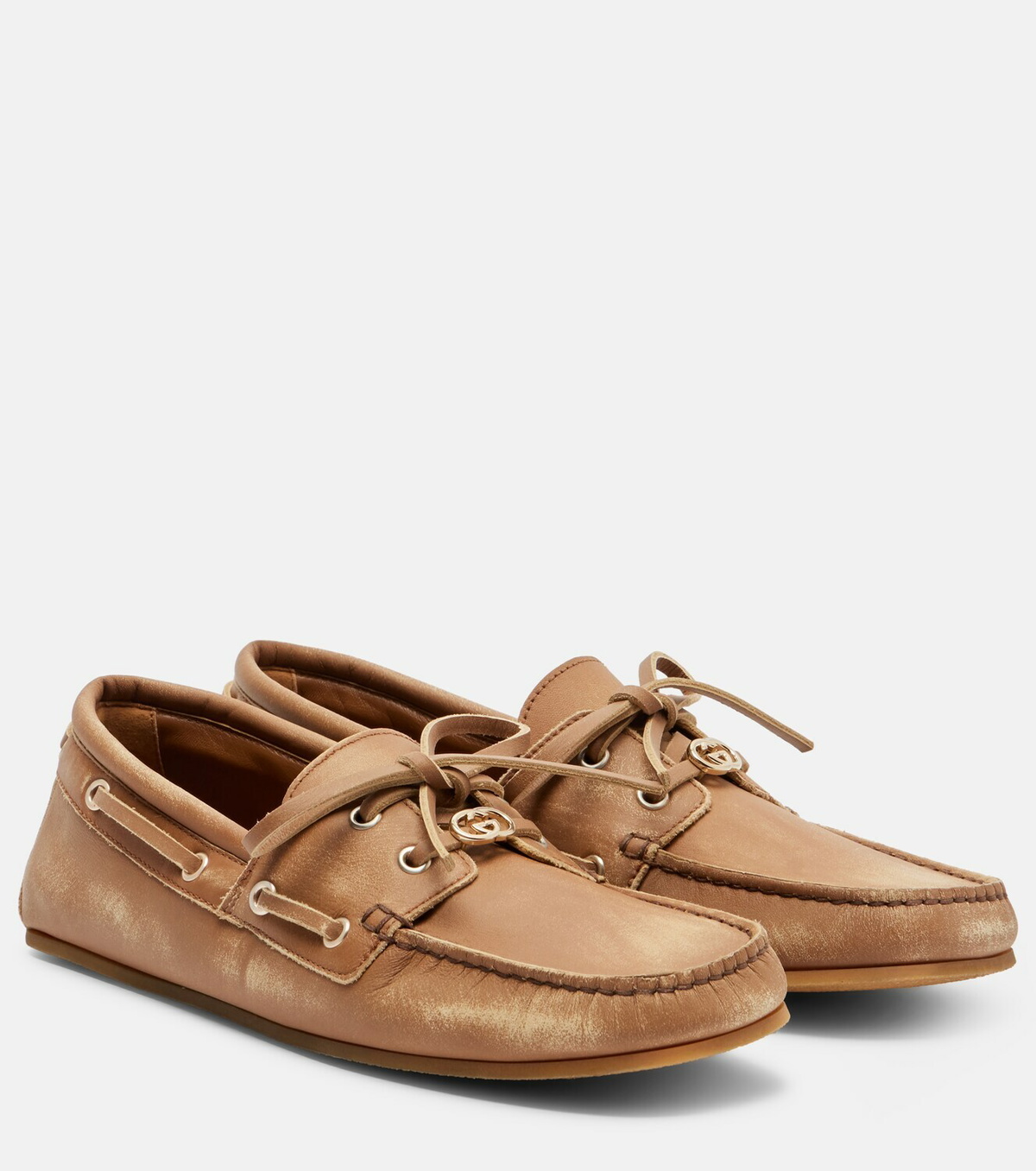 Gucci GG leather boat shoes