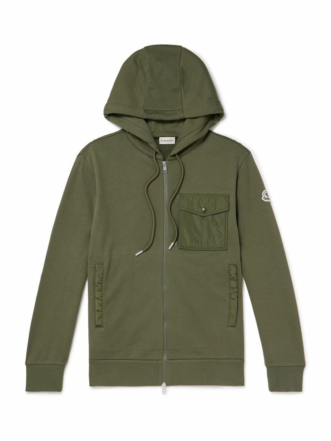 Moncler - Logo-Appliquéd Cotton-Jersey Zip-Up Hoodie - Blue