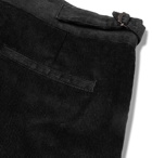 Caruso - Black Tapered Pleated Cotton-Blend Corduroy Trousers - Black