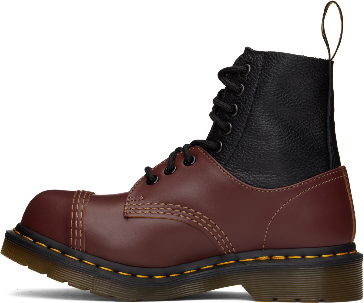 MM6 Maison Margiela Burgundy & Black Dr. Martens Edition 1460 Twist ST Boots