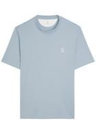 Brunello Cucinelli Printed Cotton T-shirt Blue