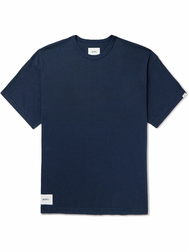 Photo: WTAPS - Academy Logo-Appliquéd Printed Cotton-Blend Jersey T-Shirt - Blue
