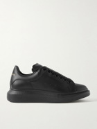 McQueen - Exaggerated-Sole Rubber-Trimmed Leather Sneakers - Black