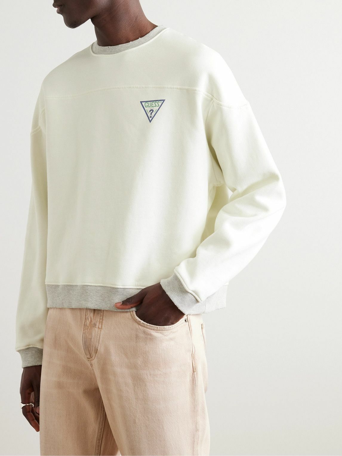 Guess USA - Logo-Print Cotton-Blend Jersey Sweatshirt - White
