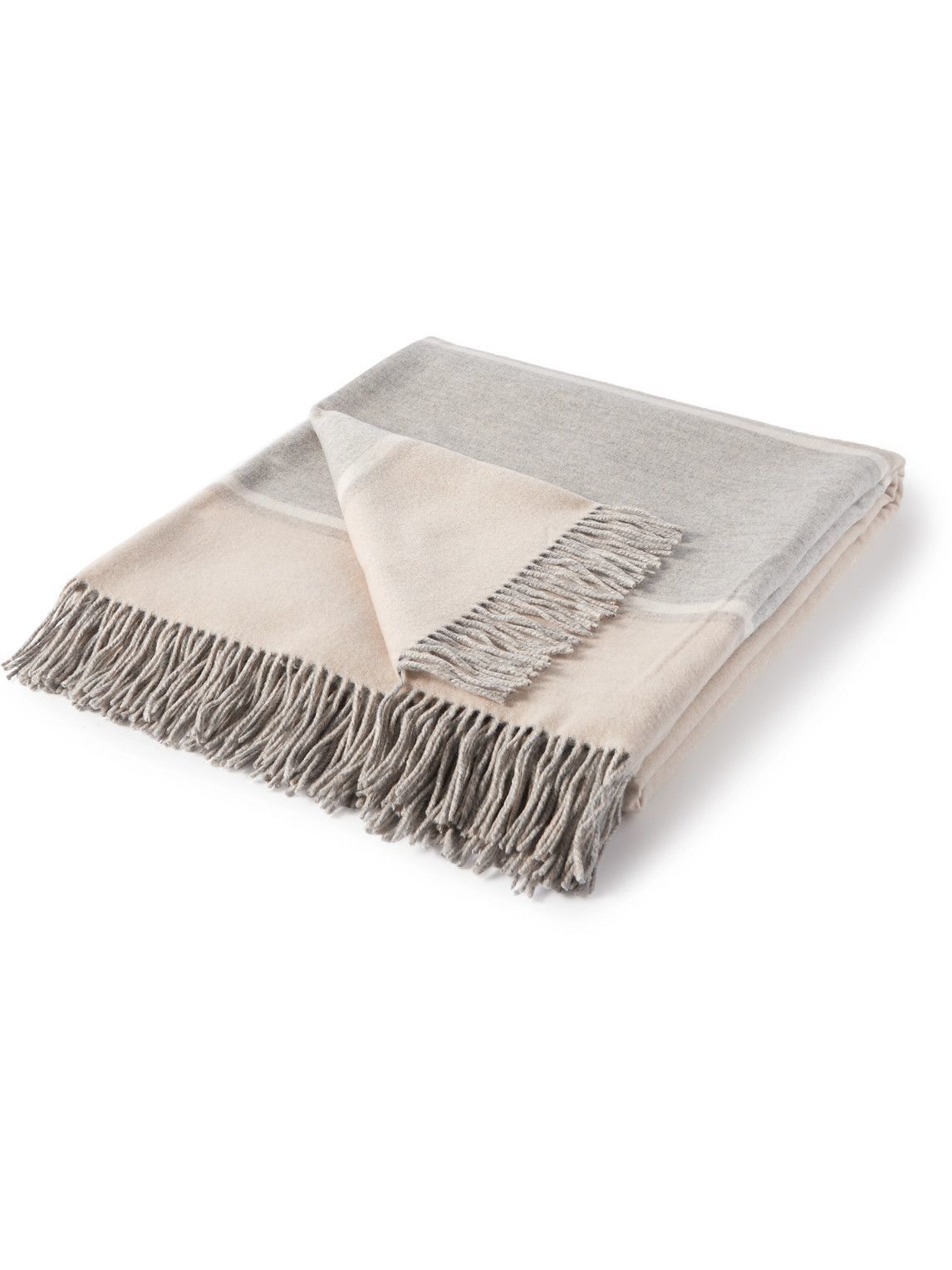 Brunello Cucinelli Fringed Striped Cashmere Blanket Brunello Cucinelli