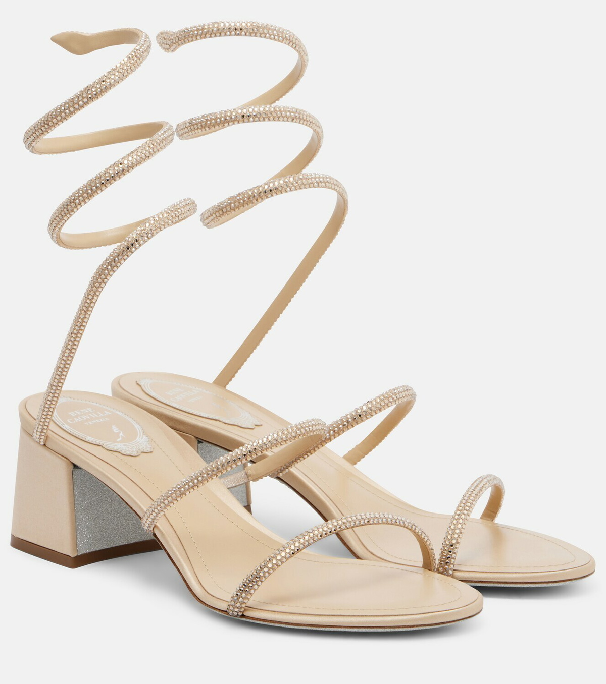 Rene Caovilla Cleo crystal-embellished satin sandals
