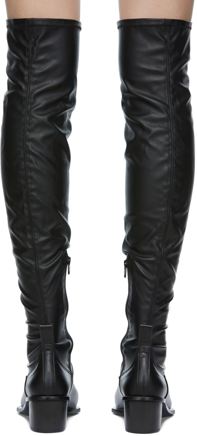 Juun.J Black Leather Thigh High Boots Juun.J