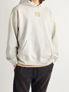 FEAR OF GOD - Logo-Flocked Fleece-Back Cotton-Jersey Hoodie - Neutrals - S