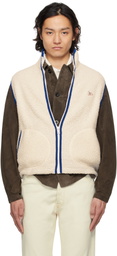 Drake's Off-White Boucle Wool Zip Fleece Vest