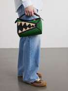 LOEWE - Paula's Ibiza Puzzle Edge Crocodile leather-trimmed raffia shoulder bag