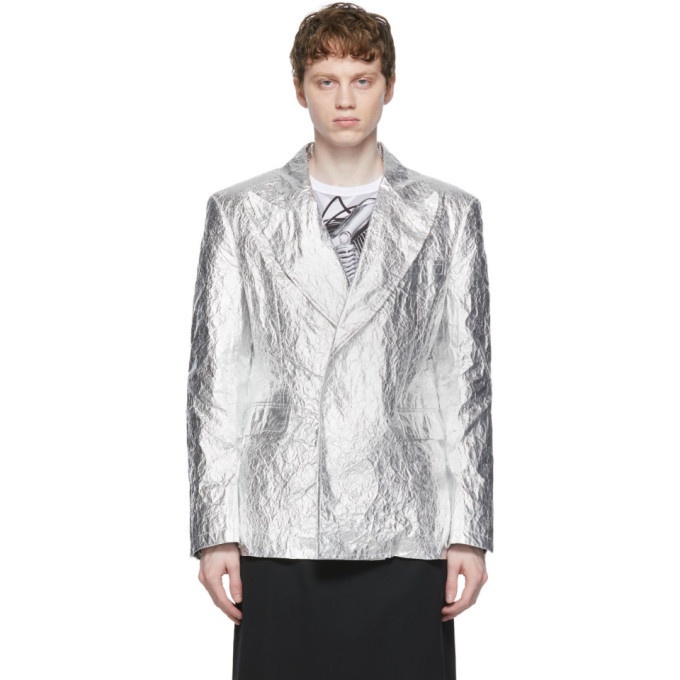 Photo: Comme des Garcons Homme Plus Silver Aluminum Cloth Blazer