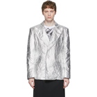 Comme des Garcons Homme Plus Silver Aluminum Cloth Blazer