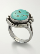 FOUNDWELL - Vintage 1970s Sterling Silver Turquoise Ring - Blue