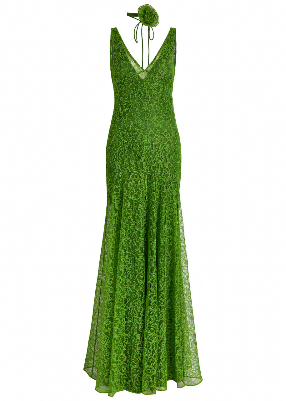 DE LA Vali Persephone Lace Maxi Dress Green De La Vali
