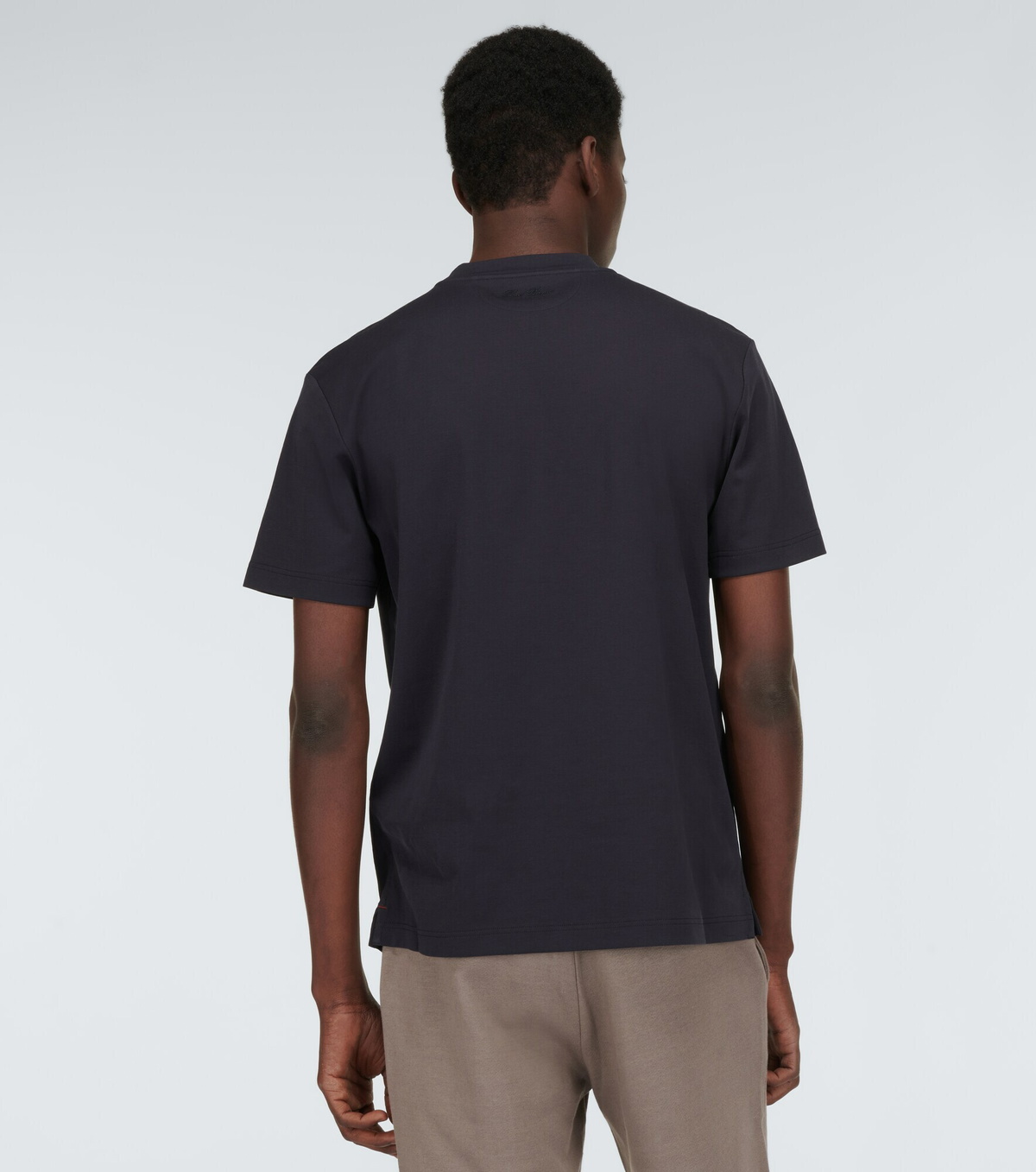 LORO PIANA CREWNECK T-SHIRT IN BLACK COTTON