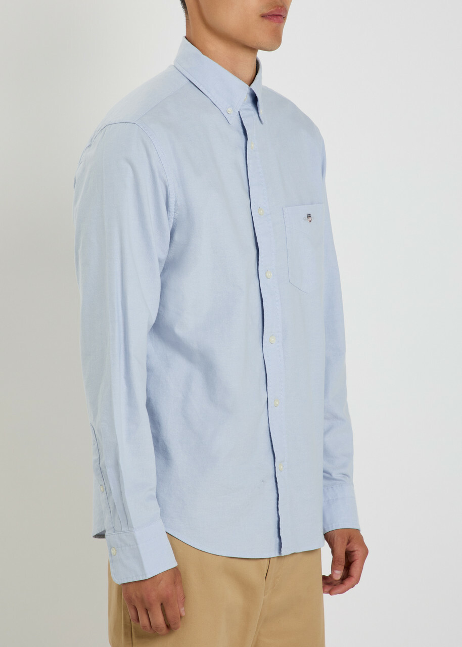 Gant Logo-embroidered Cotton Oxford Shirt Light Blue