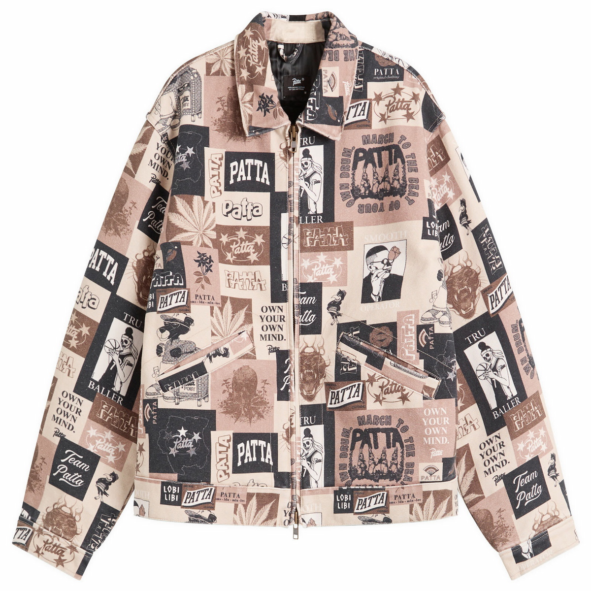 Patta Men's Collage Insulated Canvas Jacket in Beige