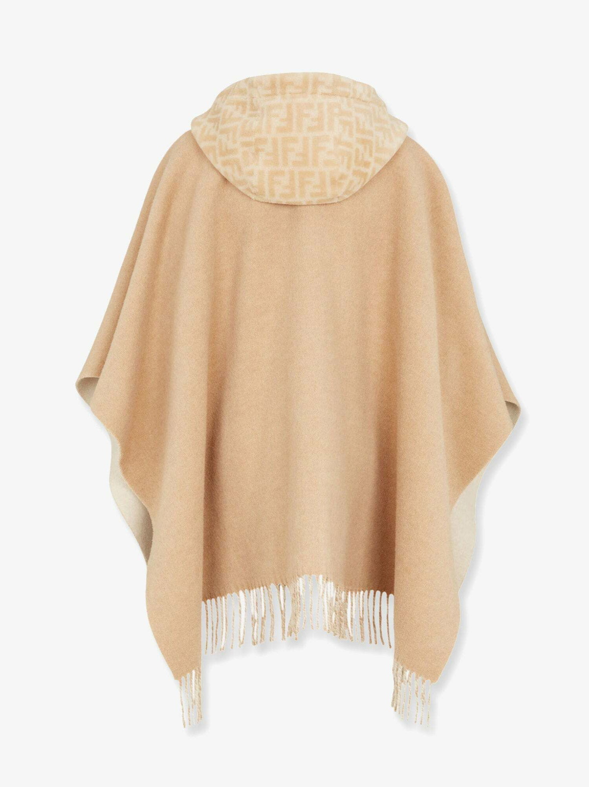 コート FENDI Wool and cashmere poncho with leather profiles Beige Fendi Poncho Beige Womens Cape Fendi