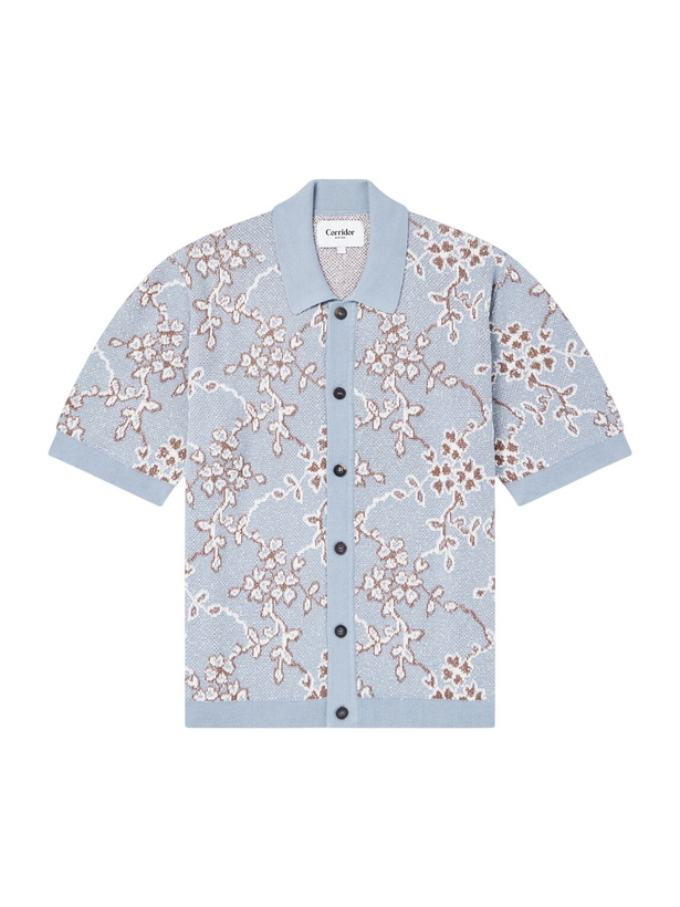 Photo: Corridor - Trellis Knitted Organic Cotton Shirt - Blue