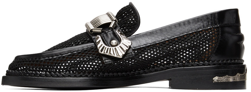 Toga Pulla Black Mesh Leather Loafers Toga Pulla