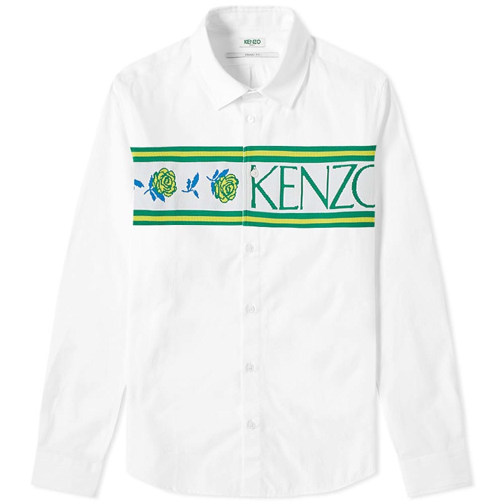 Photo: Kenzo Logo Knit Band Oxford Shirt White