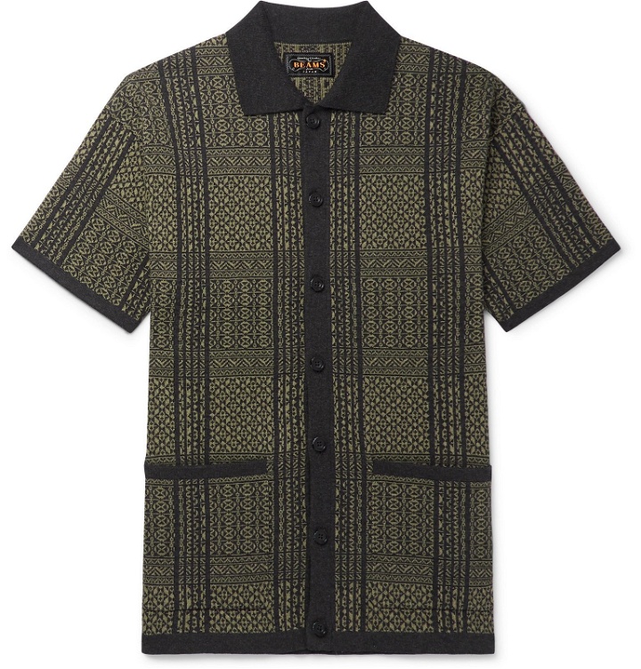 Photo: Beams Plus - Cotton-Blend Jacquard Polo Shirt - Green