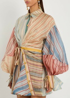 Zimmermann Rebellion Striped Linen and Silk-blend Mini Shirt Dress Multicoloured 1