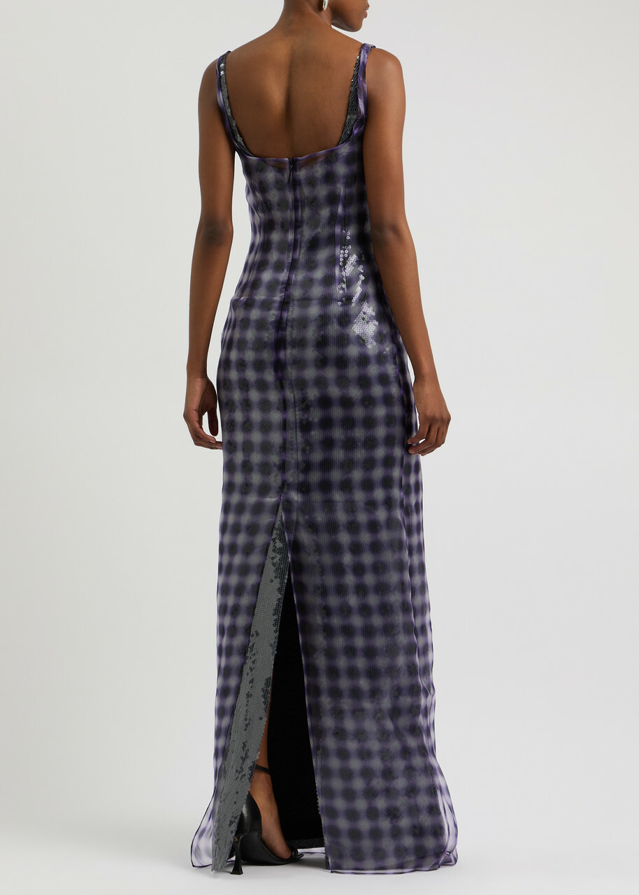 16 Arlington Electra Chiffon and Sequin Maxi Dress Violet