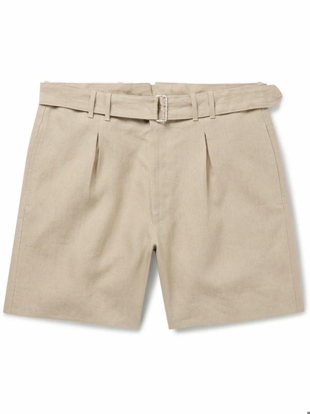 Photo: Stòffa - Wide-Leg Belted Pleated Linen Shorts - Neutrals