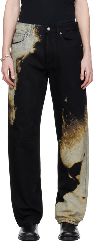 Photo: McQueen Black & Gray Abstract Print Jeans